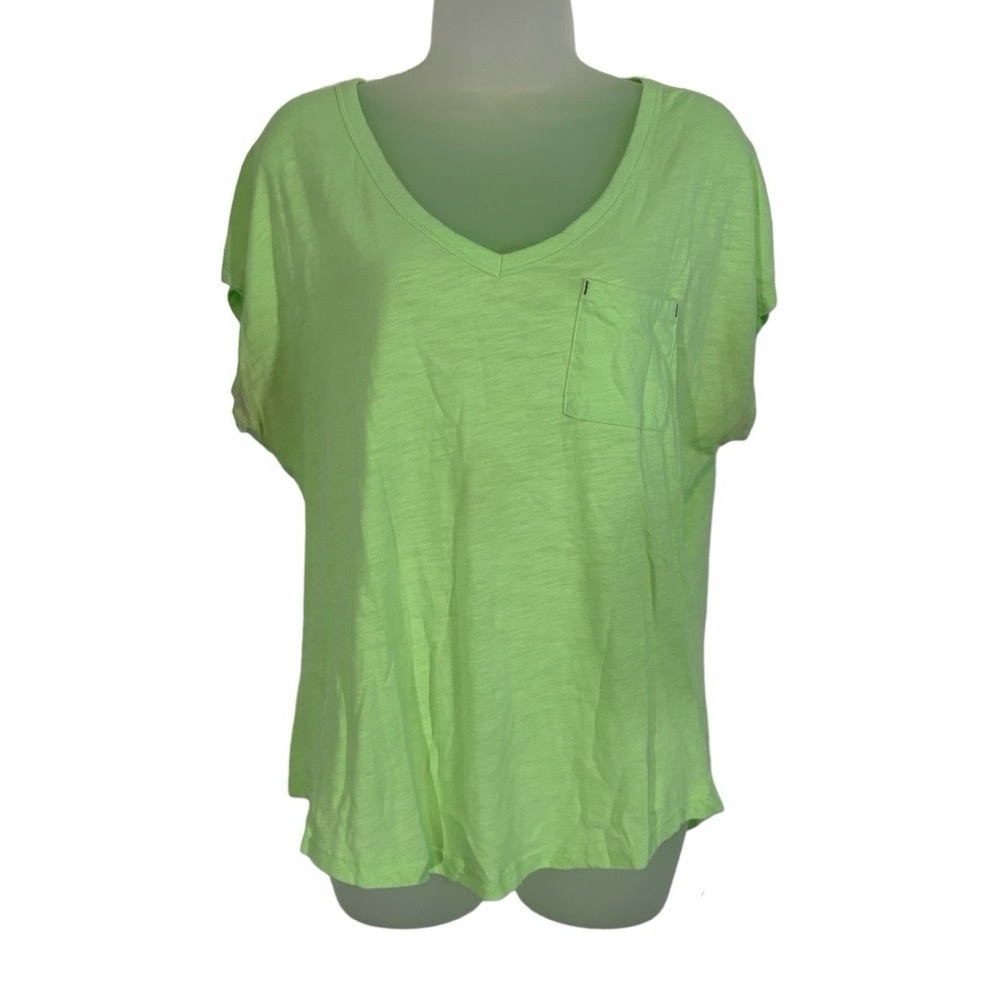 Old Navy Neon Green T-Shirt Tee V-Neck Casual L Layering